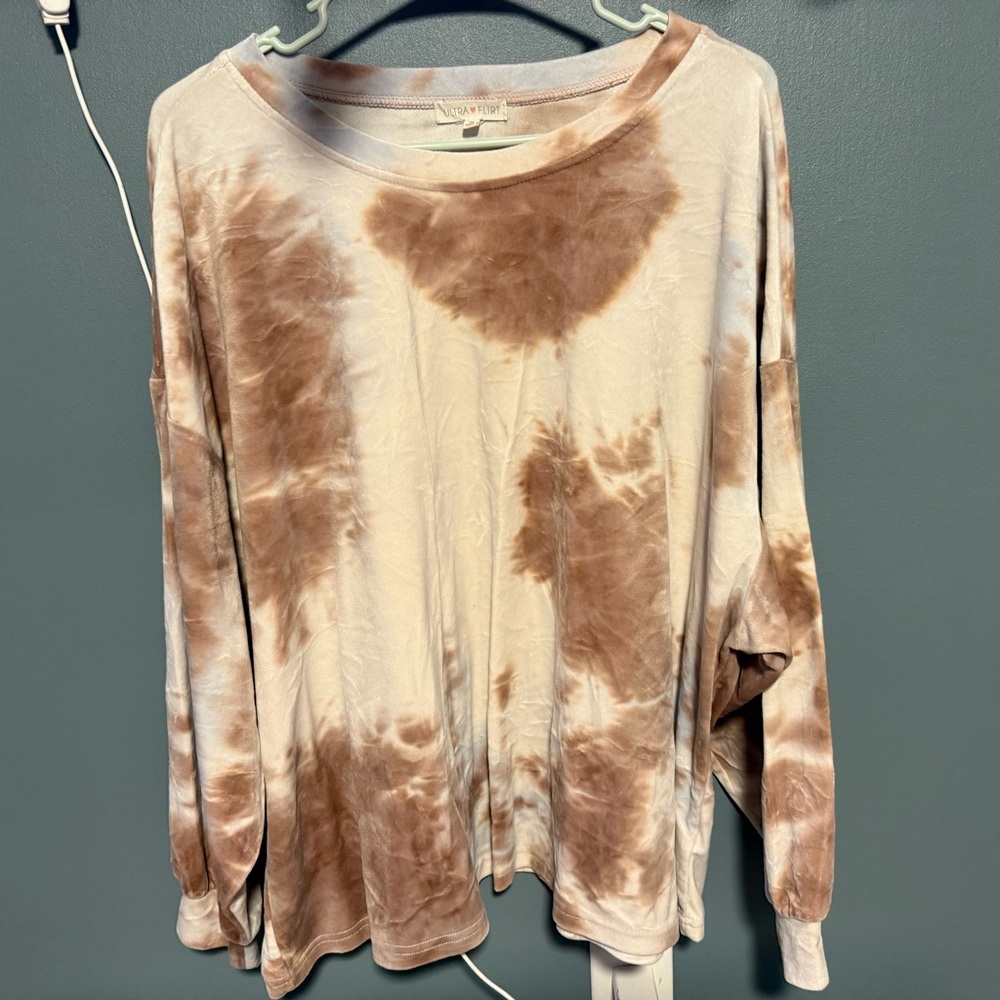 Ultra Flirt Cream and Brown Oversized Sweatshirt